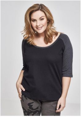 Women's 3/4 contrast raglan t-shirt black/charcoal