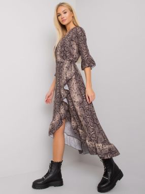 Black-beige dress with frills by Marinette OCH BELLA