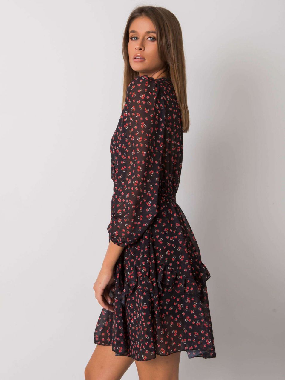 Black and red dress with ruffles Lianne OCH BELLA
