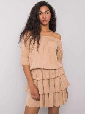 OCH BELLA Camel Spanish dress with ruffles