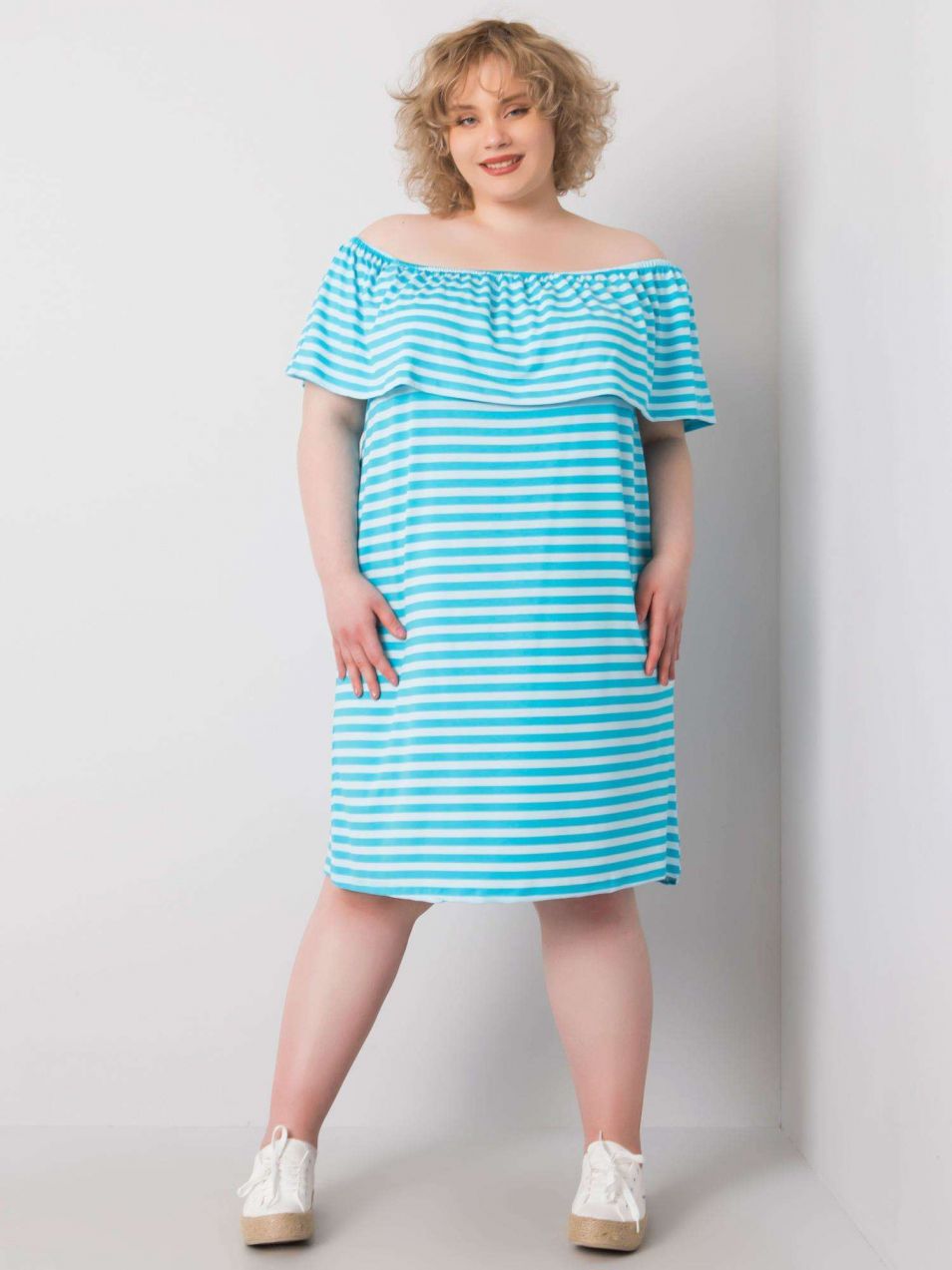 Annabel striped dress blue plus sizes
