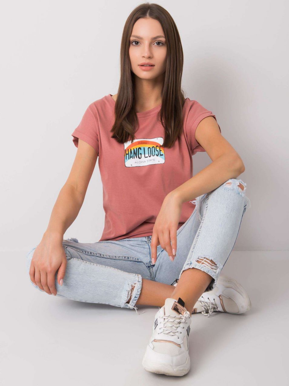 Dark pink cotton women's t-shirt