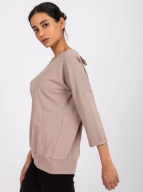 Dark beige blouse with lace Wioleta RUE PARIS