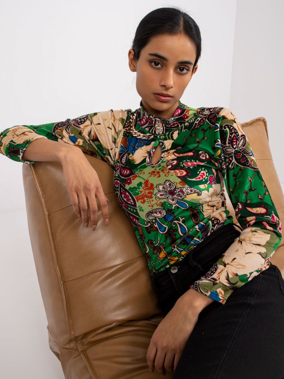 Green patterned blouse by Welur Bologna