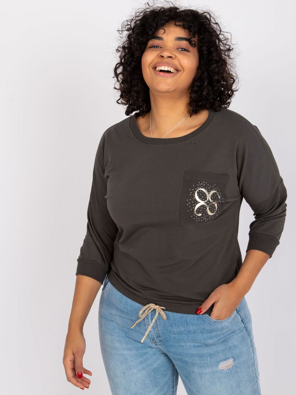 Khaki large blouse with Vivianne pocket