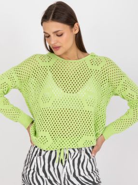 Light green oversized openwork sweater with hood RUE PARIS