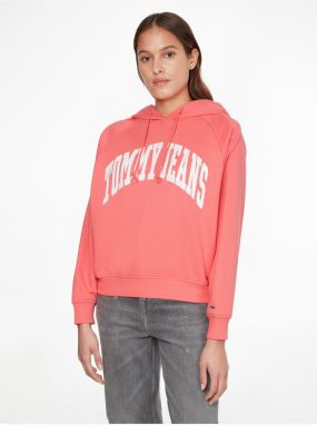 Tommy Hilfiger Jeans Mikina - TJW RLXD COLLEGE 1 HOODIE ružová