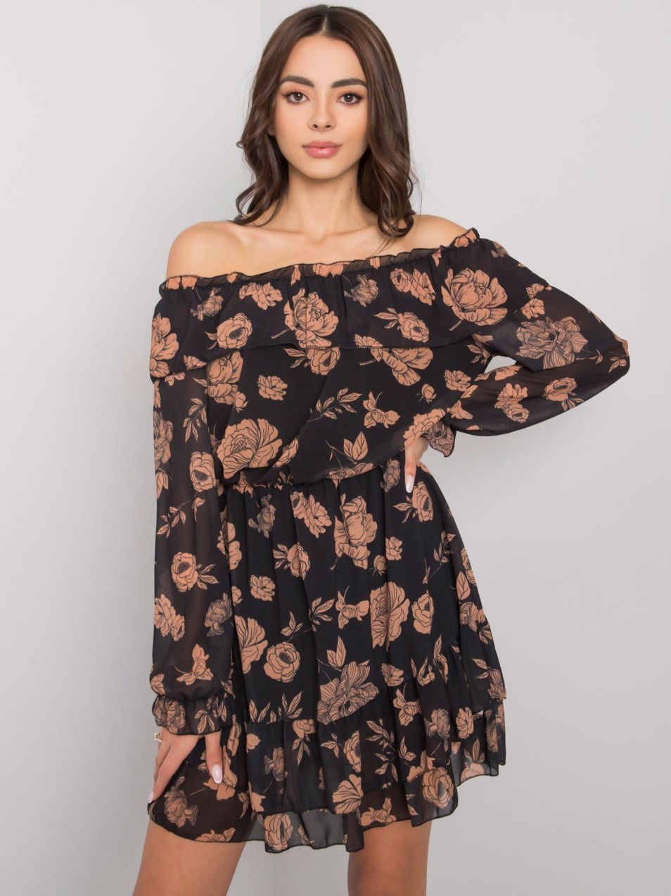 Black and camel Spanish dress with Briannon frills