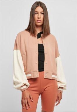 Women's Oversized 2 Tone College Terry Jacket Amber/White Sand