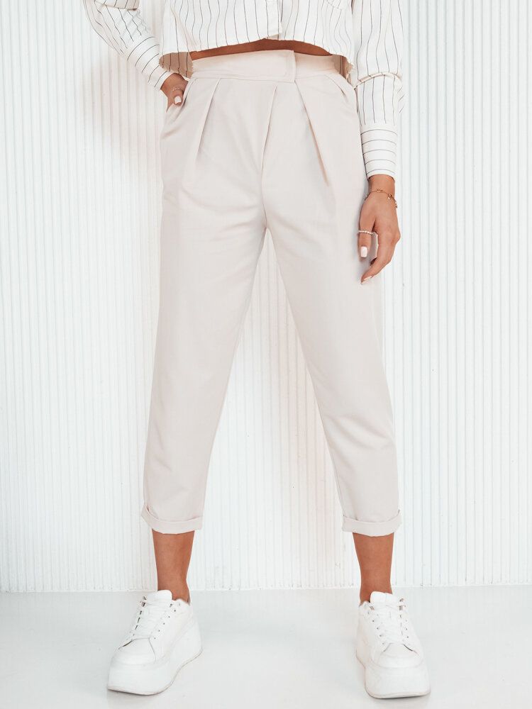 Women's trousers BAFROT, beige Dstreet