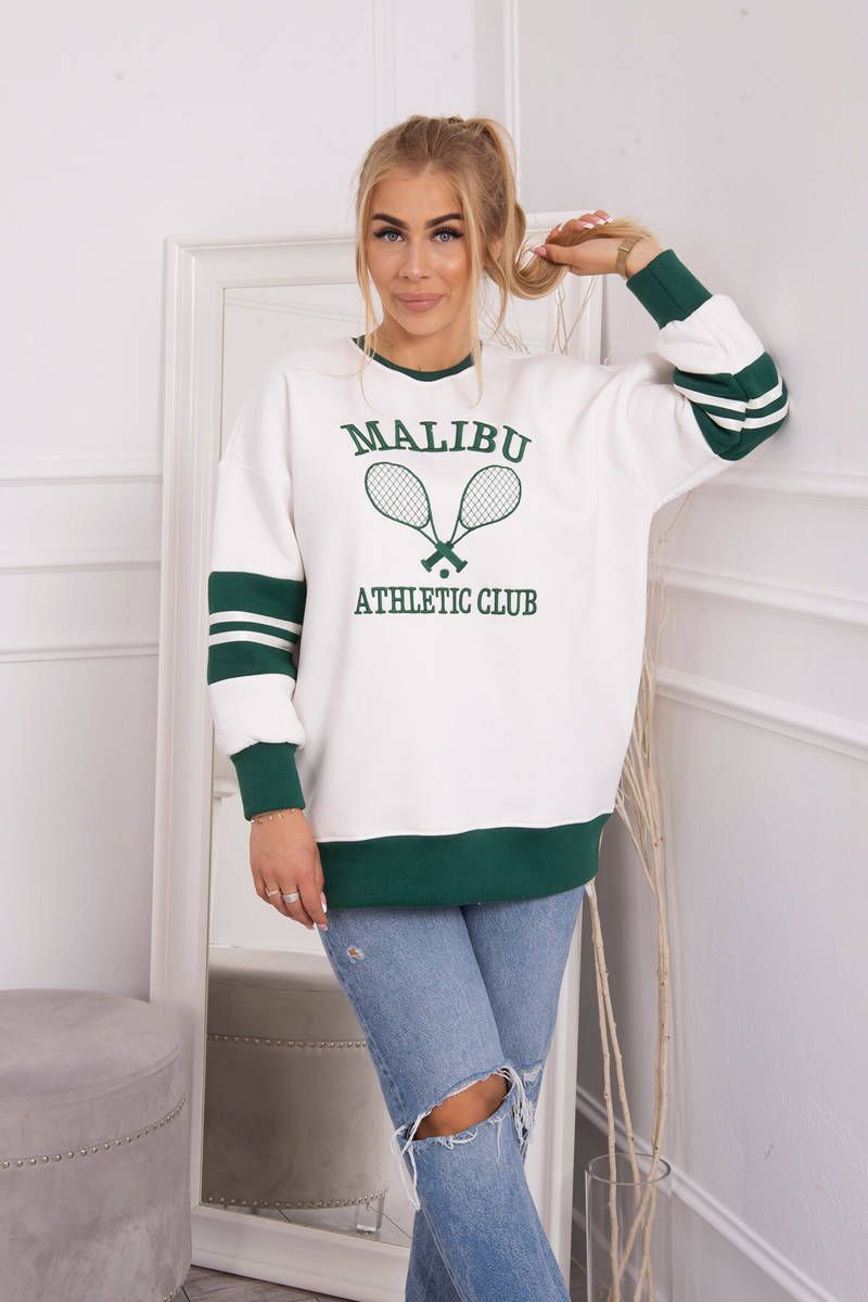 Malibu Insulated Sweatshirt ECRU + Dark Green
