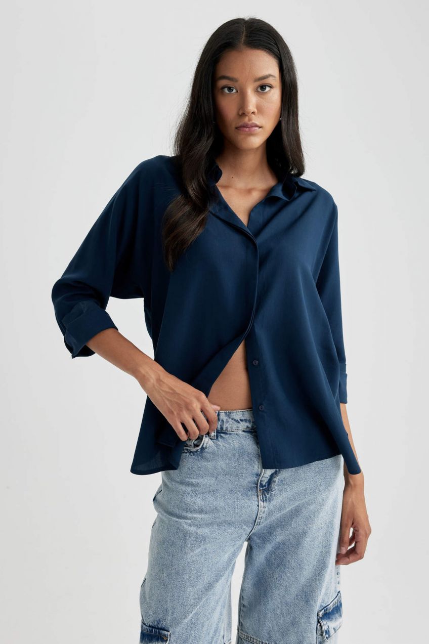 DEFACTO Oversize Fit Zmyselná košeľa s dlhým rukávom