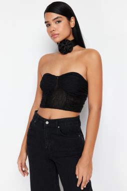 Trendyol Black Fitted Knitted Lace Bustier