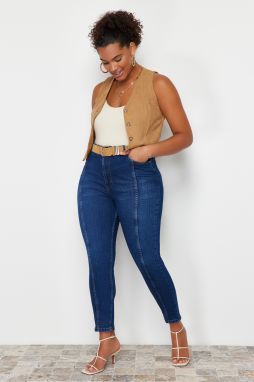 Trendyol Curve Blue Stitching Detailed Flexible Skinny Jeans