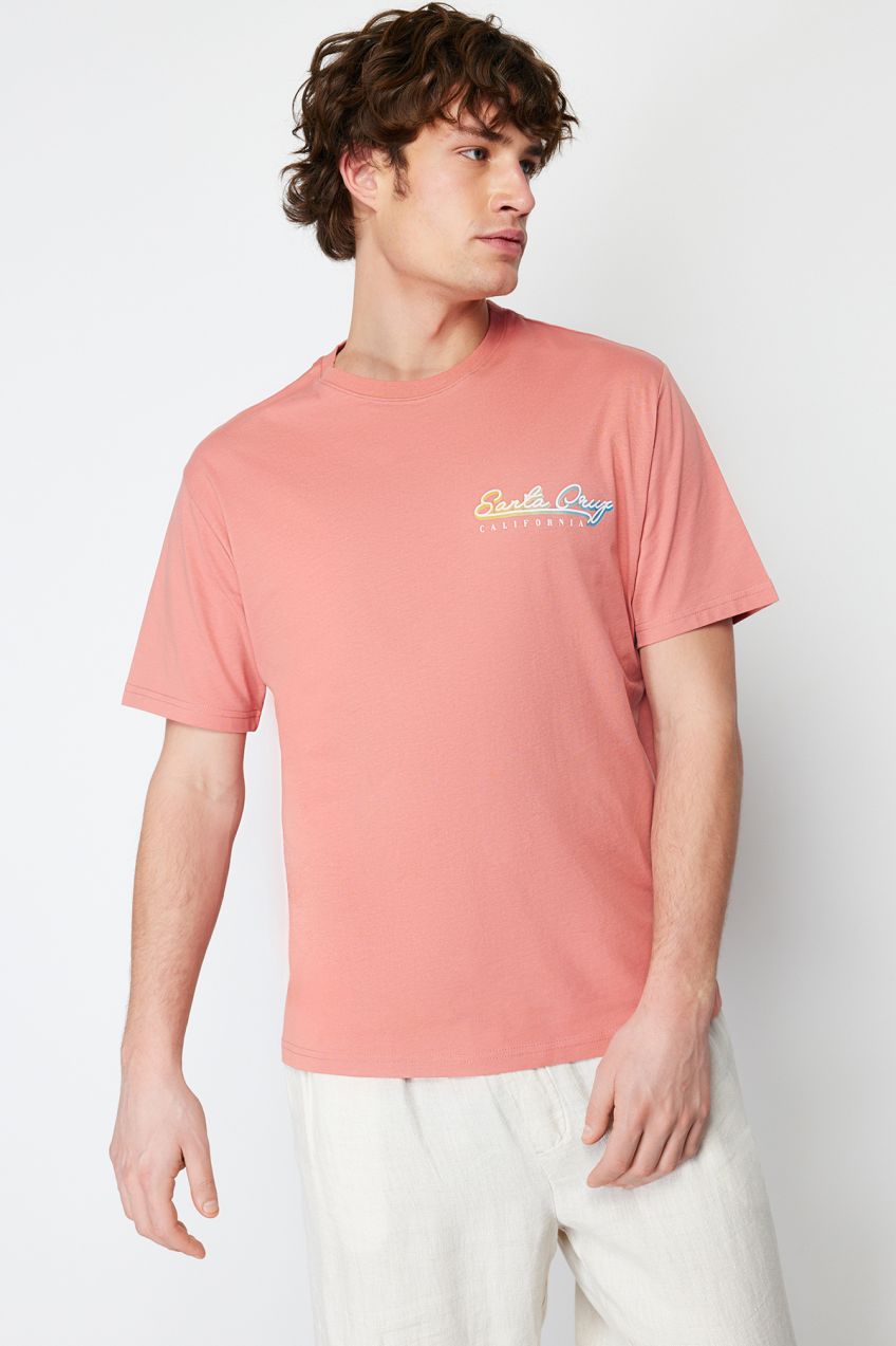 Trendyol Dusty Rose Relaxed/Comfortable Cut Color Gradient Text Printed 100% Cotton T-shirt