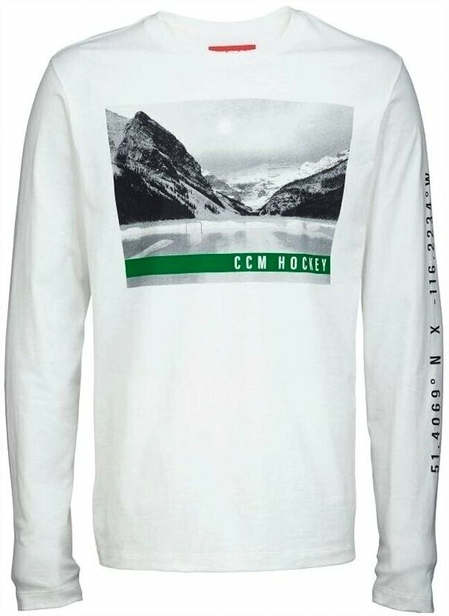 Men's T-shirt CCM NOSTALGIA POND L/S TEE SR White
