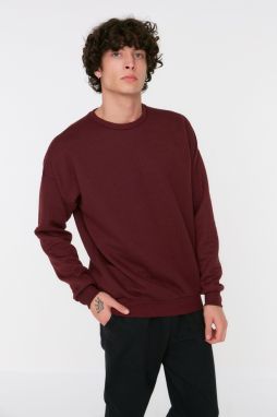 Trendyol Claret Red Oversize/Wide Cut Long Sleeve Textured Sweatshirt