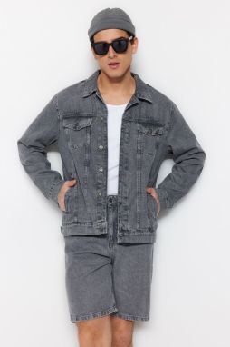 Trendyol Grey Pánska Slim Fit džínsová džínsová bunda TMMNSS23CE00022