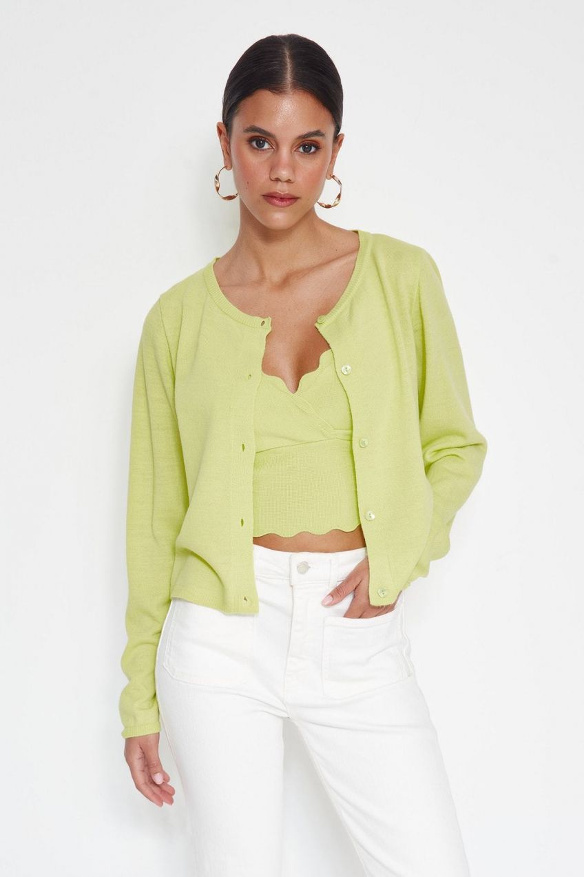 Trendyol Mint Crop 2-pack vrchná okrúhla sada kardigánových úpletov