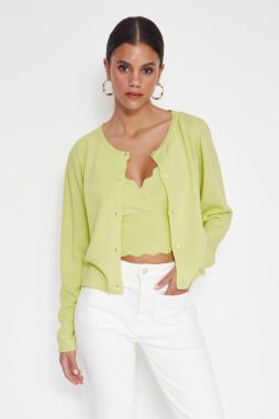 Trendyol Mint Crop 2-pack vrchná okrúhla sada kardigánových úpletov