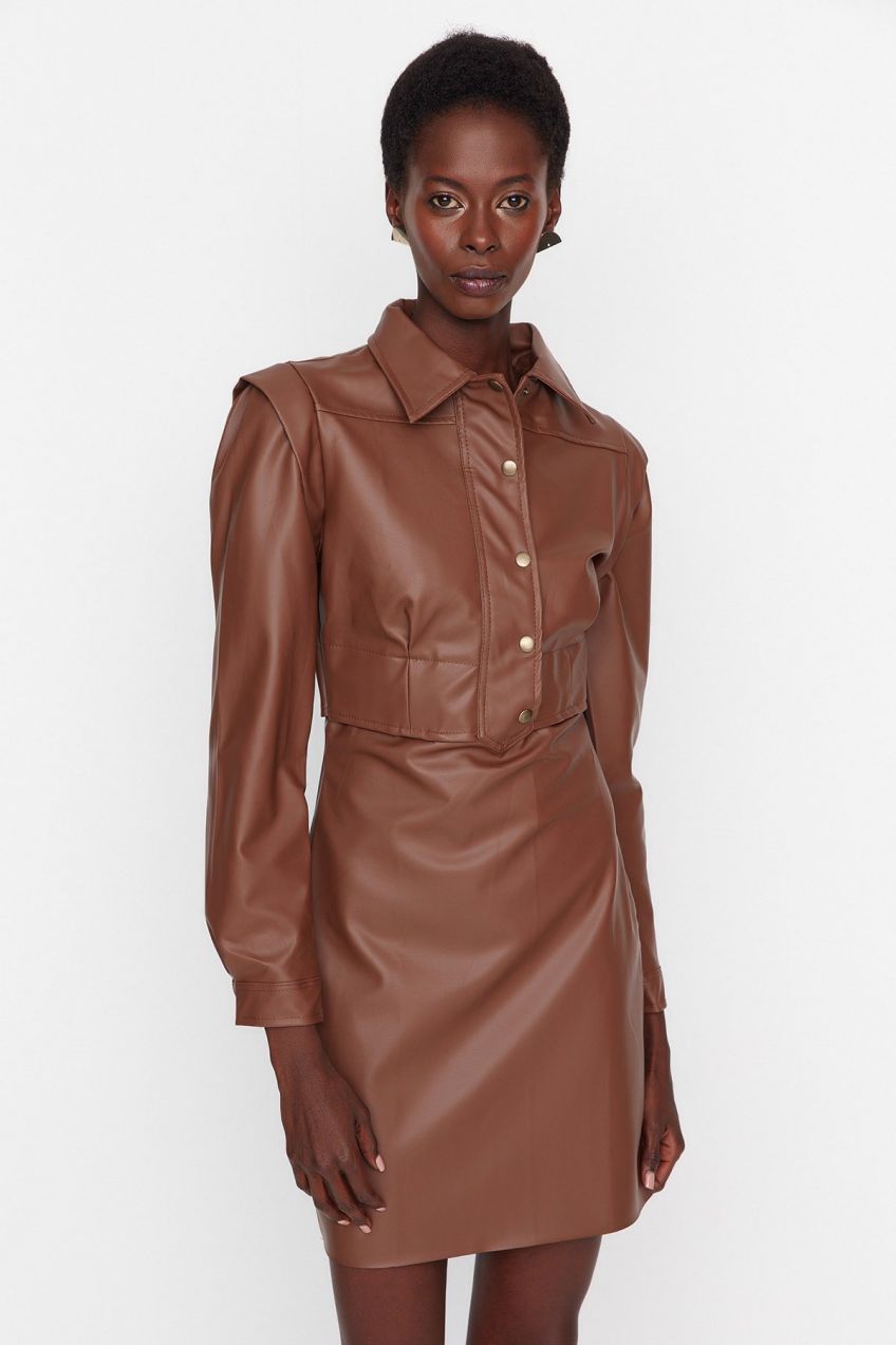 Dámske šaty Trendyol Leather