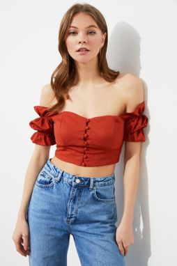 Dámsky crop top Trendyol Frill detailed
