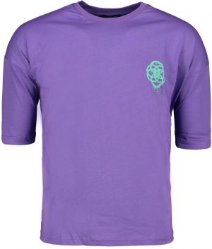 Trendyol Purple pánske oversize/široké strihy crew neck krátky rukáv geometrická potlač 100% bavlnené tričko.