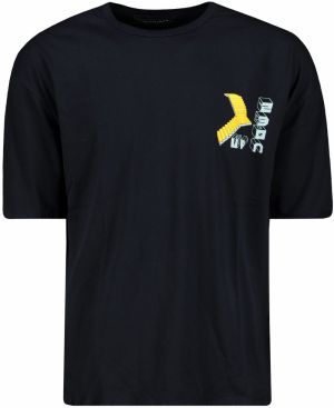 Trendyol Navy Blue pánske oversized/wide cut crew krk geometrická potlač tričko zo 100% bavlny
