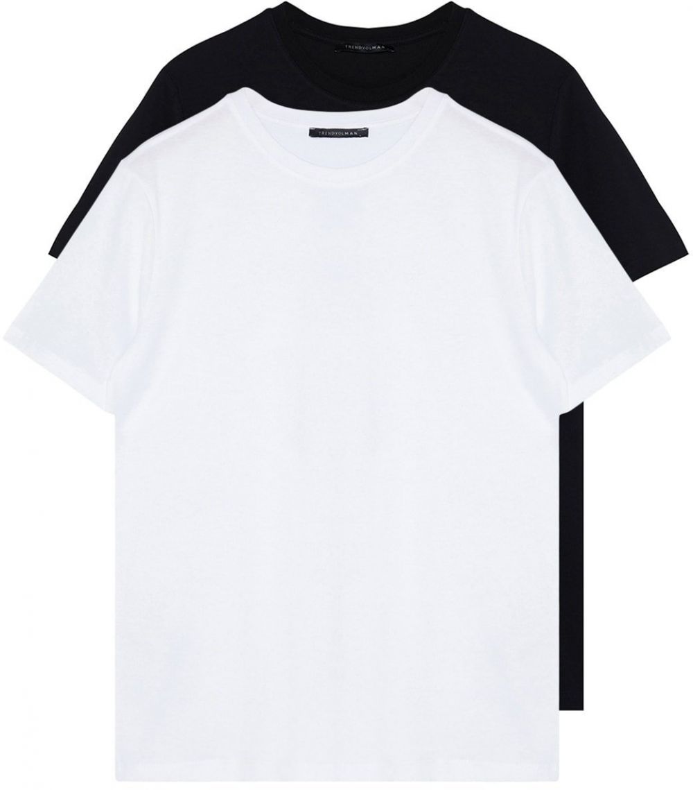 Trendyol viacfarebné pánske basic slim fit tričko so 100% bavlnou 2-pack crew neck s krátkym rukávom.