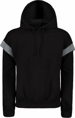 Trendyol čierna oversize/široko strihaná mikina s kapucňou, reflexnými detailmi a flísovou podšívkou