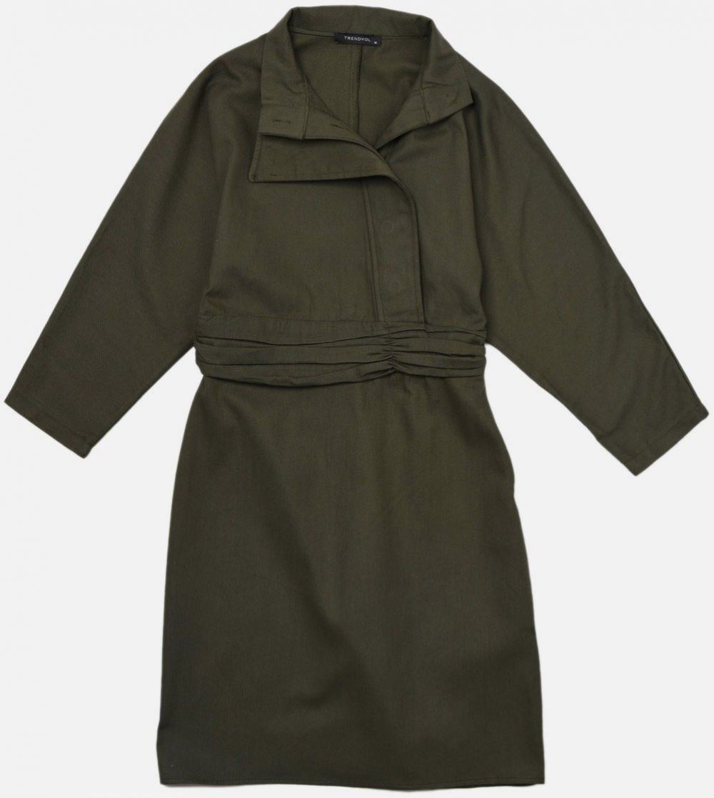 Trendyol Khaki šaty s golierom