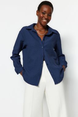 Trendyol Navy Blue Oversize Wide Fit Woven Shirt
