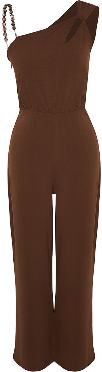 Trendyol Brown Single Shoulder Maxi Woven Jumpsuit