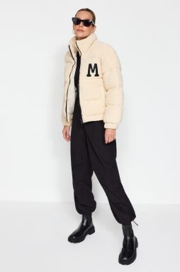 Trendyol oversized ecru plyšový kabát
