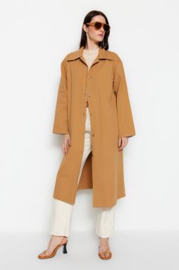 Trendyol Camel Gabardine detailný trenčkot