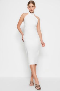 Trendyol Ecru vypasované podšívkové tkané svadobné/svadobné elegantné večerné šaty