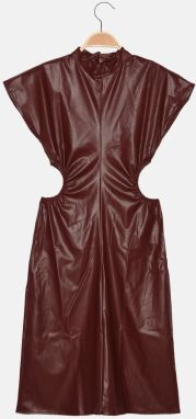 Trendyol Claret Red Cut detailné šaty so stojačikom