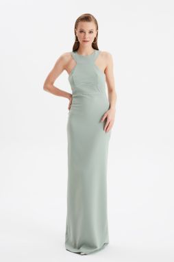 Trendyol Mint Back detailné večerné šaty