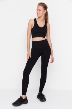 Trendyol Black Seamless/Seamless Pulóver po celej dĺžke športové pančuchové nohavice