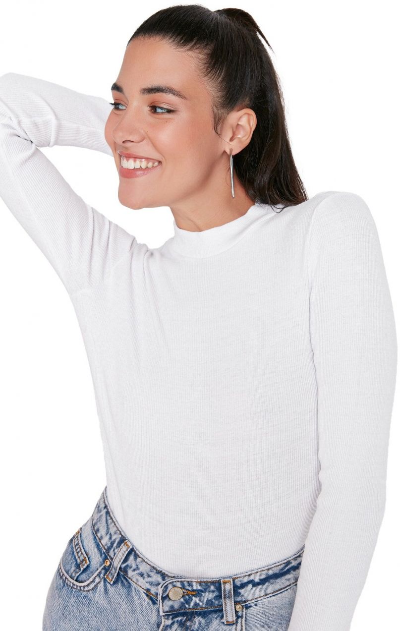 Trendyol Black & White 2-Pack Slim Snap Snap High Neck Ribbed Flexible Knitted Body