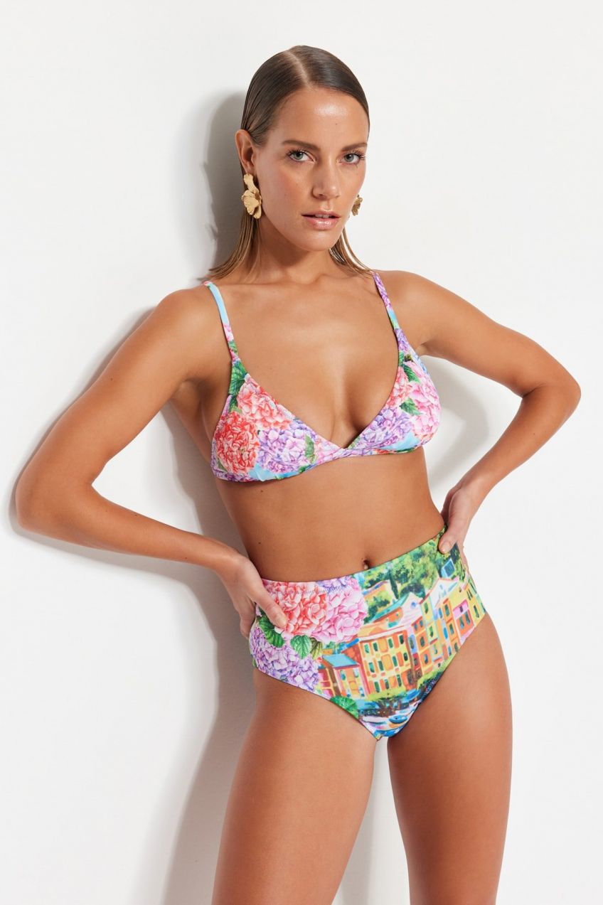 Trendyol krajinný vzor Spodné diely bikín s vysokým pásom