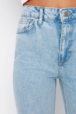 Trendyol modré džínsy s vysokým pásom