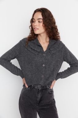 Trendyol Antracit Zotrvačník Tricot Cardigan