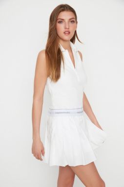 Trendyol X Sagaza Studio Ecru šaty s detailom zipsu