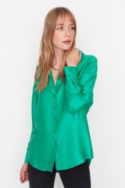 Trendyol Basic Oversize Tkaná Saténová Košeľa