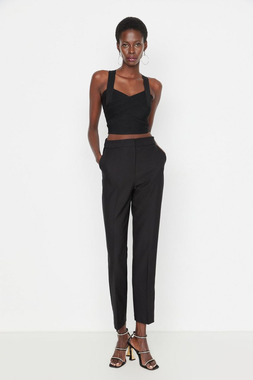 Trendyol Black Slim nohavice tkané