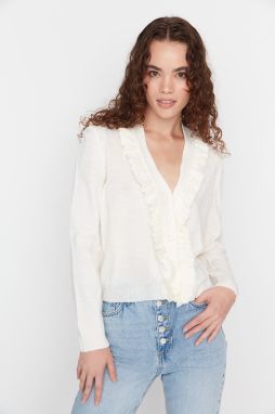 Trendyol Ecru Ruffle Tricot Sveter