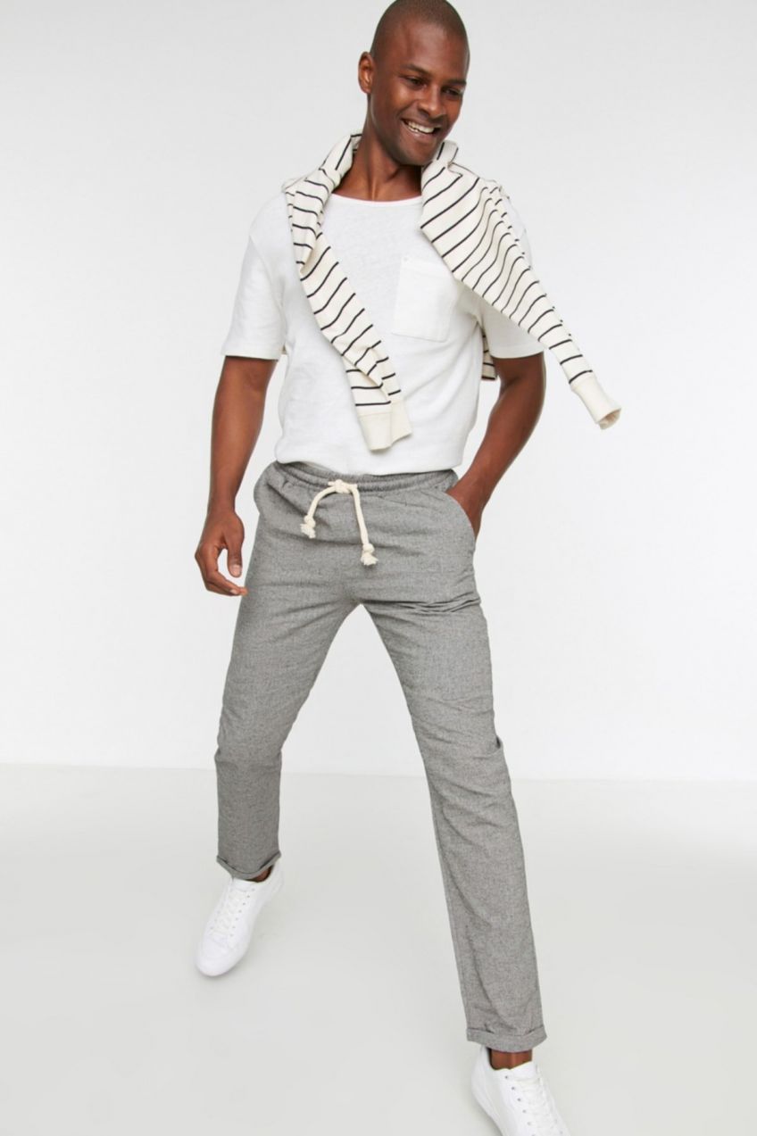 Trendyol Black Regular Fit Elastic Waisted Fabric Trousers