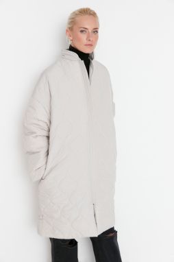 Trendyol Stone oversize prešívaný nafúknutý kabát