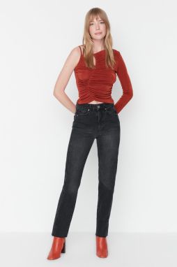 Trendyol Black Slit džínsy s vysokým pásom
